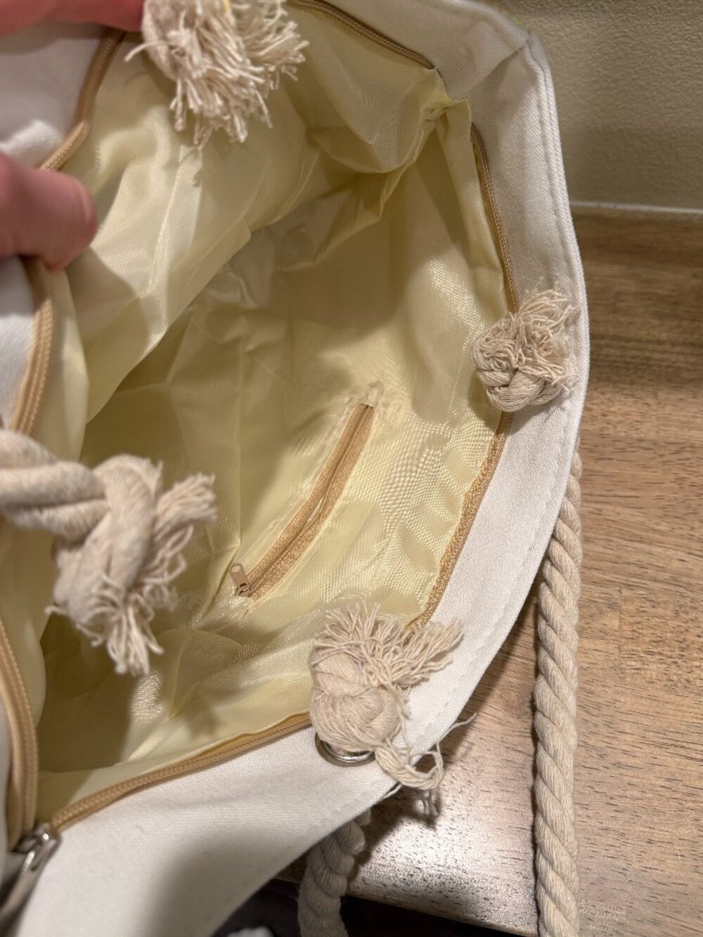 Bijoux Terner Vacay Mode Canvas Tote Bag NWT Cream Beach Summer - Picture 4 of 7